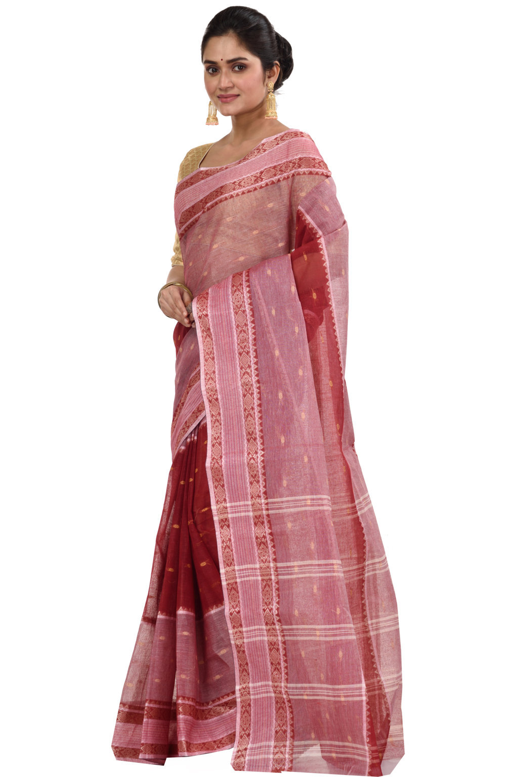 Brown Pure Cotton Debdash Tant Saree (2933)